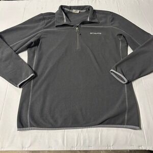 Columbia Mens Quarter Zip Fleece Pullover Charcoal Gray Waffle Knit Medium